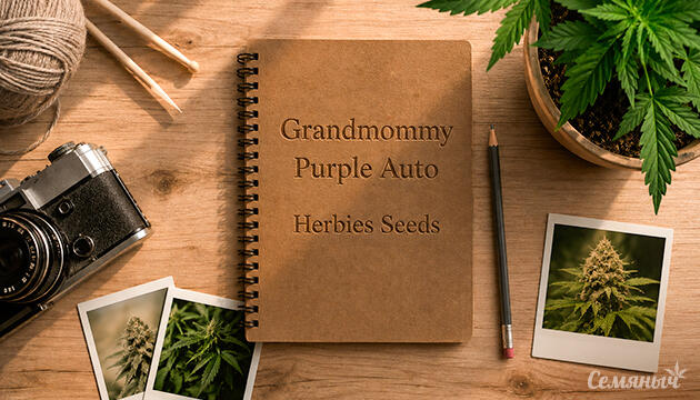 Выращивание сорта марихуаны Grandmommy Purple Auto от Herbies Seeds Гроурепорт сорта Grandmommy Purple Auto от сидбанка Herbies Seeds