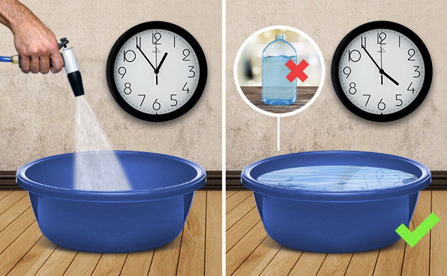 Отстаивание водопроводной воды Несколько часовое отстаивание воды в тазу